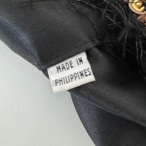 Mary Frances Fully Beaded Semi-Circle Clutch Bag Feather Trim Wood Handle - Picture 8 of 12